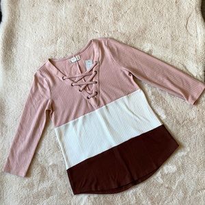 NWT Maurices 24/7 Tri-Color Blouse XS